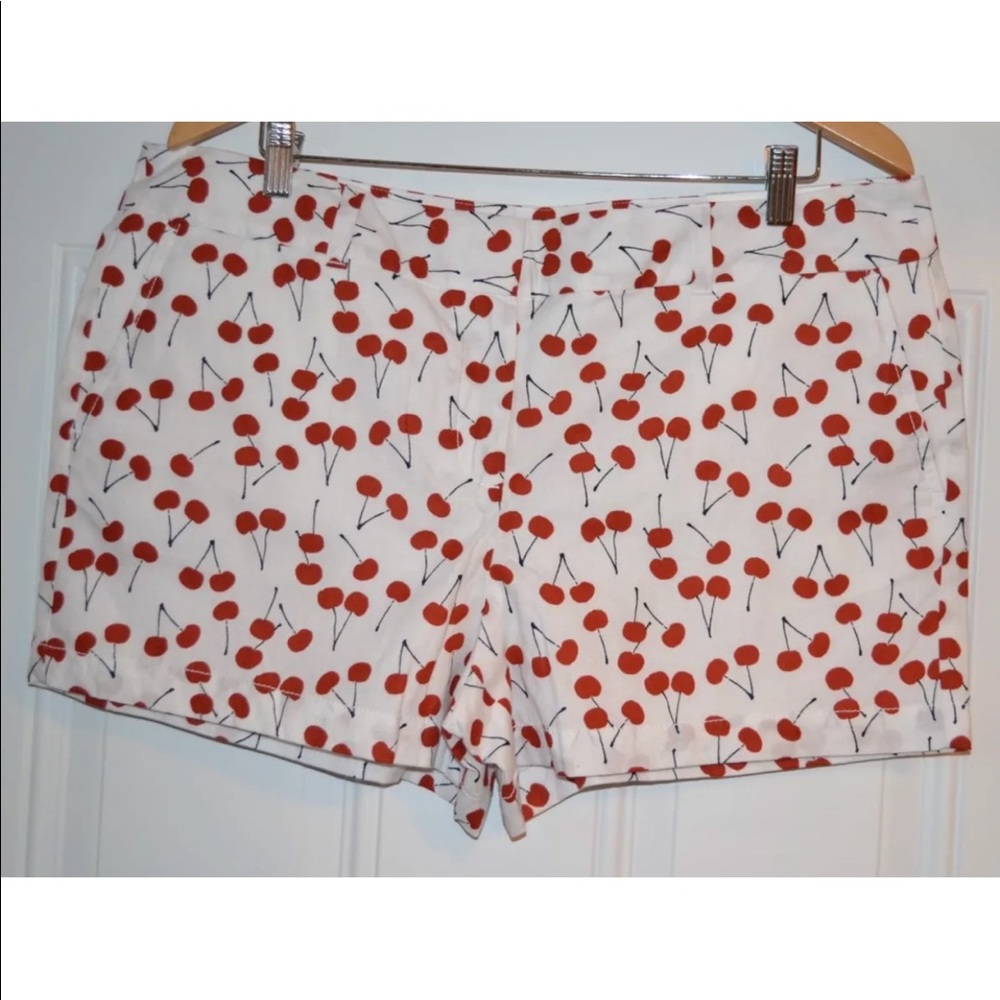 NWT Loft Outlet White Cherry Print Shorts Size 14